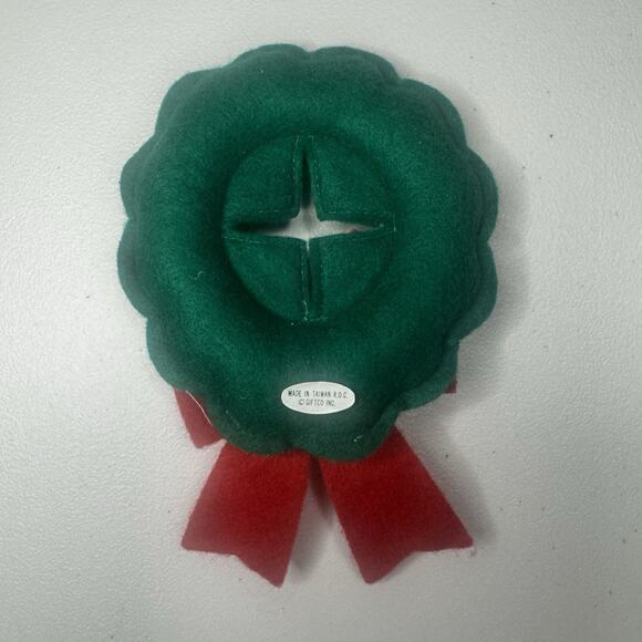 Vintage 2 Christmas Door Knob Cover Plush Welcome Wreath Embroidered Bells - Picture 4 of 11